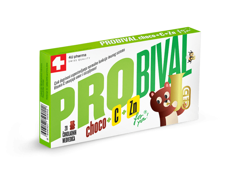 PROBIVAL Choco+C+Zn probiotik 20 čokoladnih medvedića