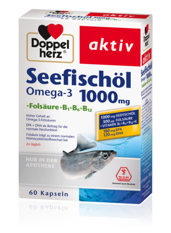 DOPPELHERZ Aktiv Ulje lososa + Folna kiselina + B1 + B6 + B12 60 kapsula