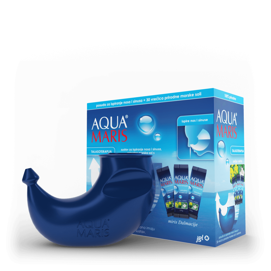 AQUA MARIS® TALASOTERAPIJA, Sistem za ispiranje nosa i sinusa, prirodna morska sol sa eteričnim uljima