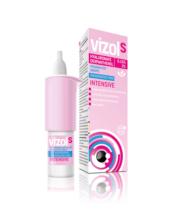 VIZOL S Intensive vitaminske kapi za oči 10 ml, Potiču regeneraciju površine oka